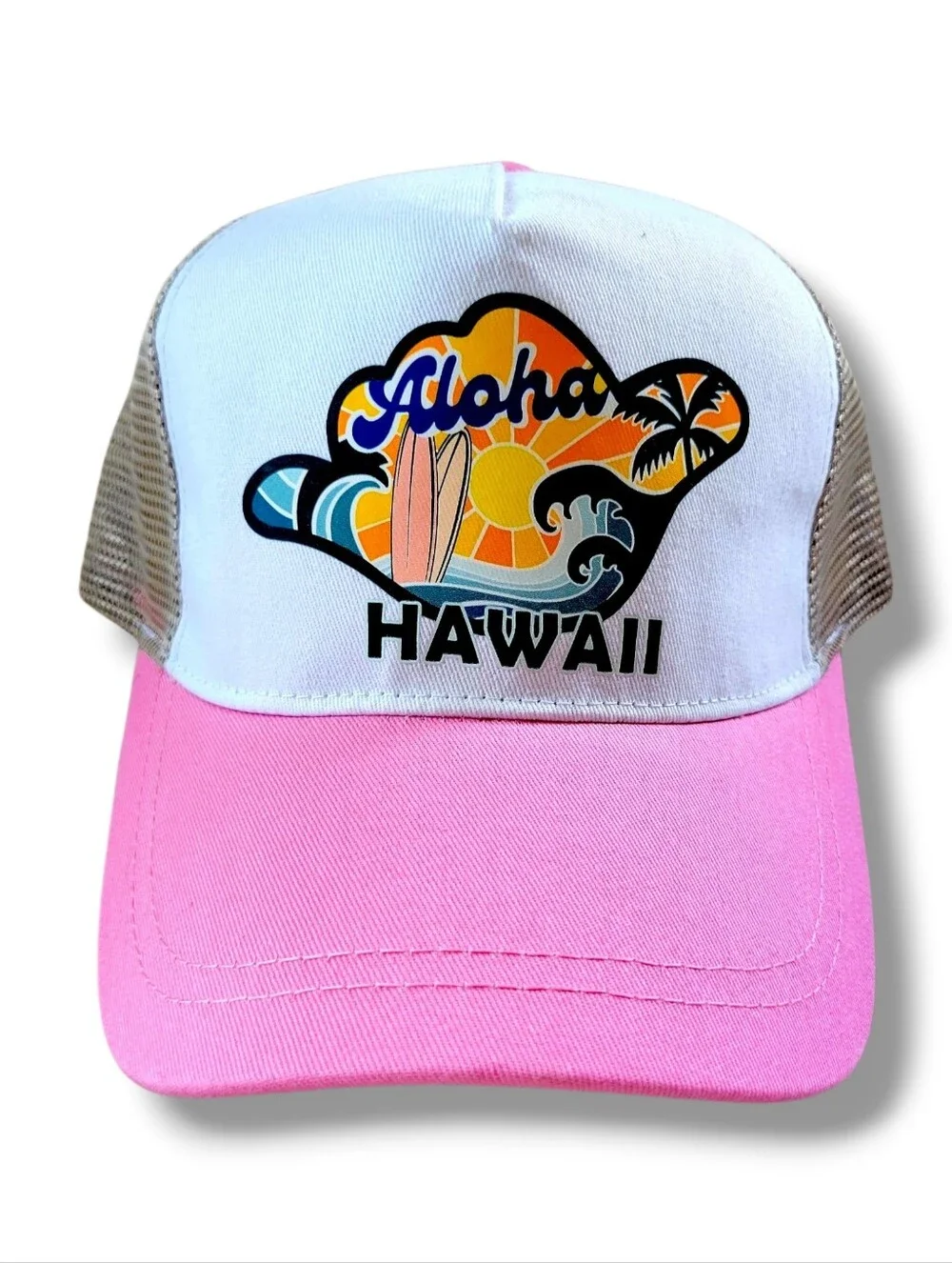 Aloha Ave | NWT Aloha Hawaii Shaka Pink Trucker Hat [Unisex]
